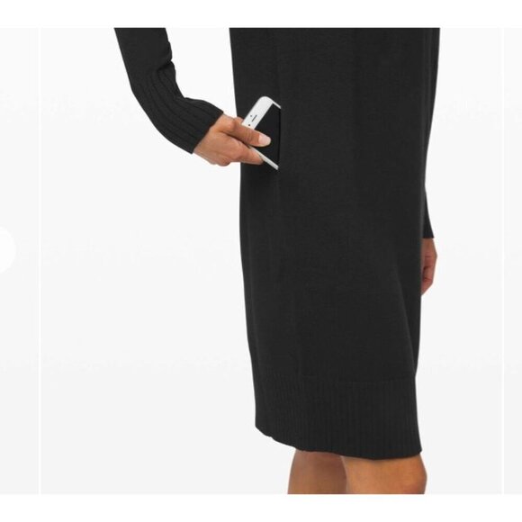 Lululemon Keep It Cozy Black Long Sleeved Turtleneck Cashmere Blend Sweater Dres - Picture 3 of 8